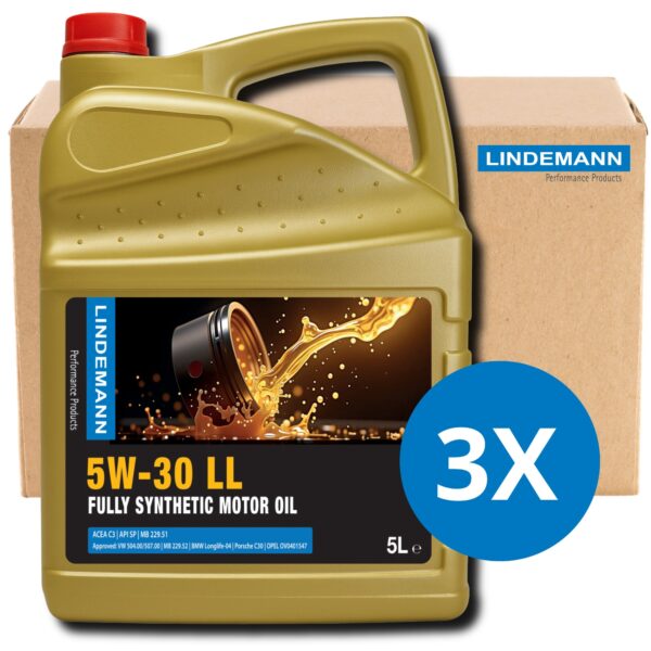 Lindemann Motorolie 5W-30 LL - Doos 3x5L - Afbeelding 1