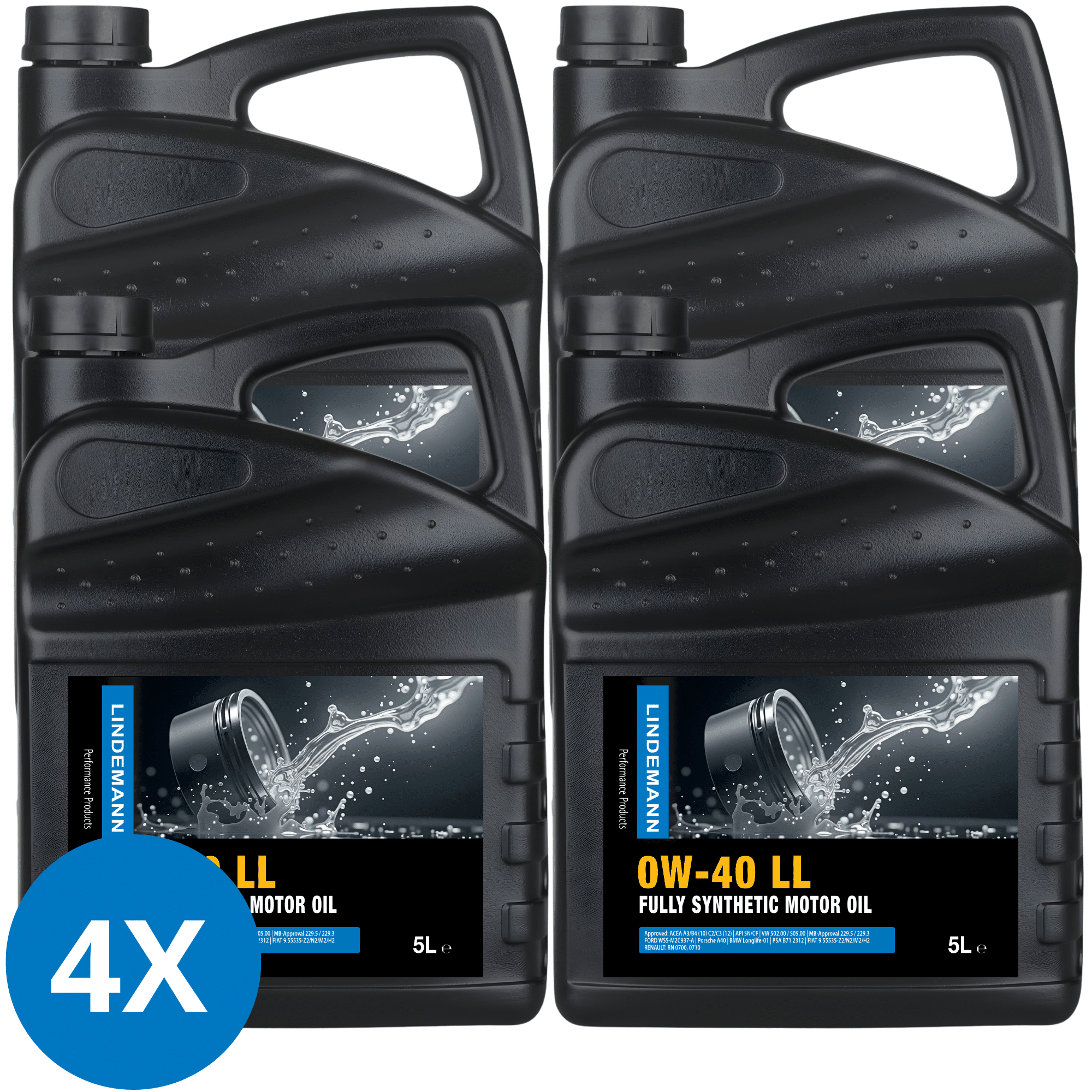 Lindemann Motorolie 0W-40 LL - Doos 4x5L | C3 | voor oa VW, BMW, Opel | Longlife | Volsynthetisch | Benzine & Diesel